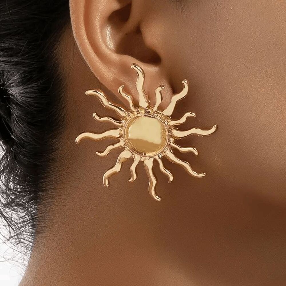 Boho Golden Sun Stud Earrings